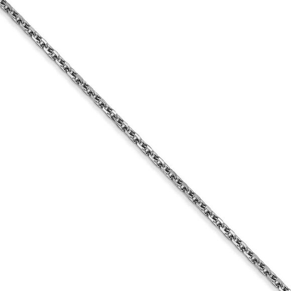1.65mm 14k White Gold Diamond Cut Solid Cable Chain Necklace, 22 Inch - Picture 1 of 7